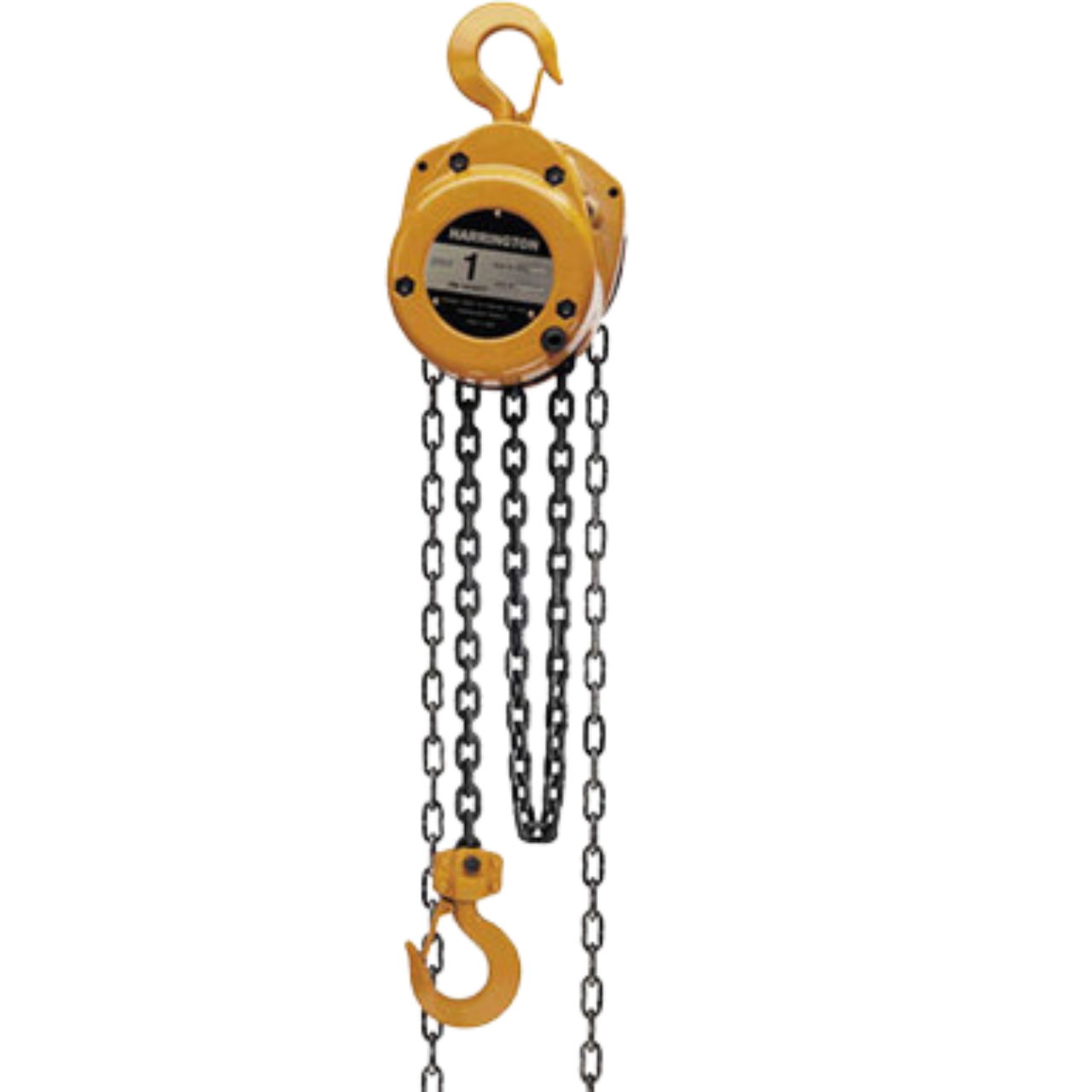 <p>Manual lifting device using chain mechanism to raise heavy loads, available in capacities ranging from 1/2 to 5 tons.</p>