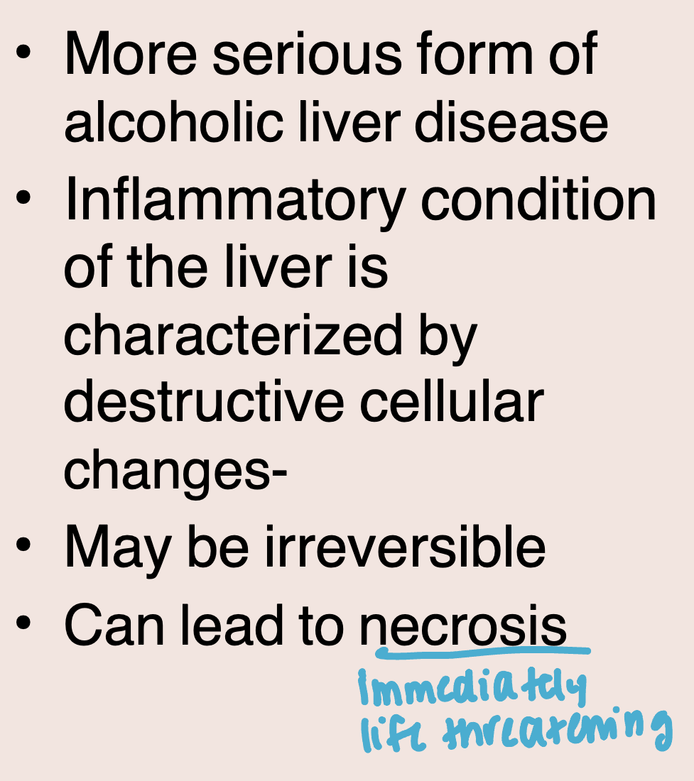 <p>which form of alcoholic liver disease (fatty liver, alcoholic hepatitis, cirrhosis) </p>