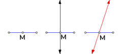 <p>a segment, ray, line, or plane that intersects a segment at its midpoint</p>