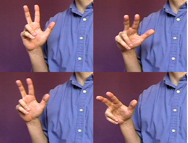 <p>This number uses a downward movement that bounces up and arcs over to the right and down again.</p>