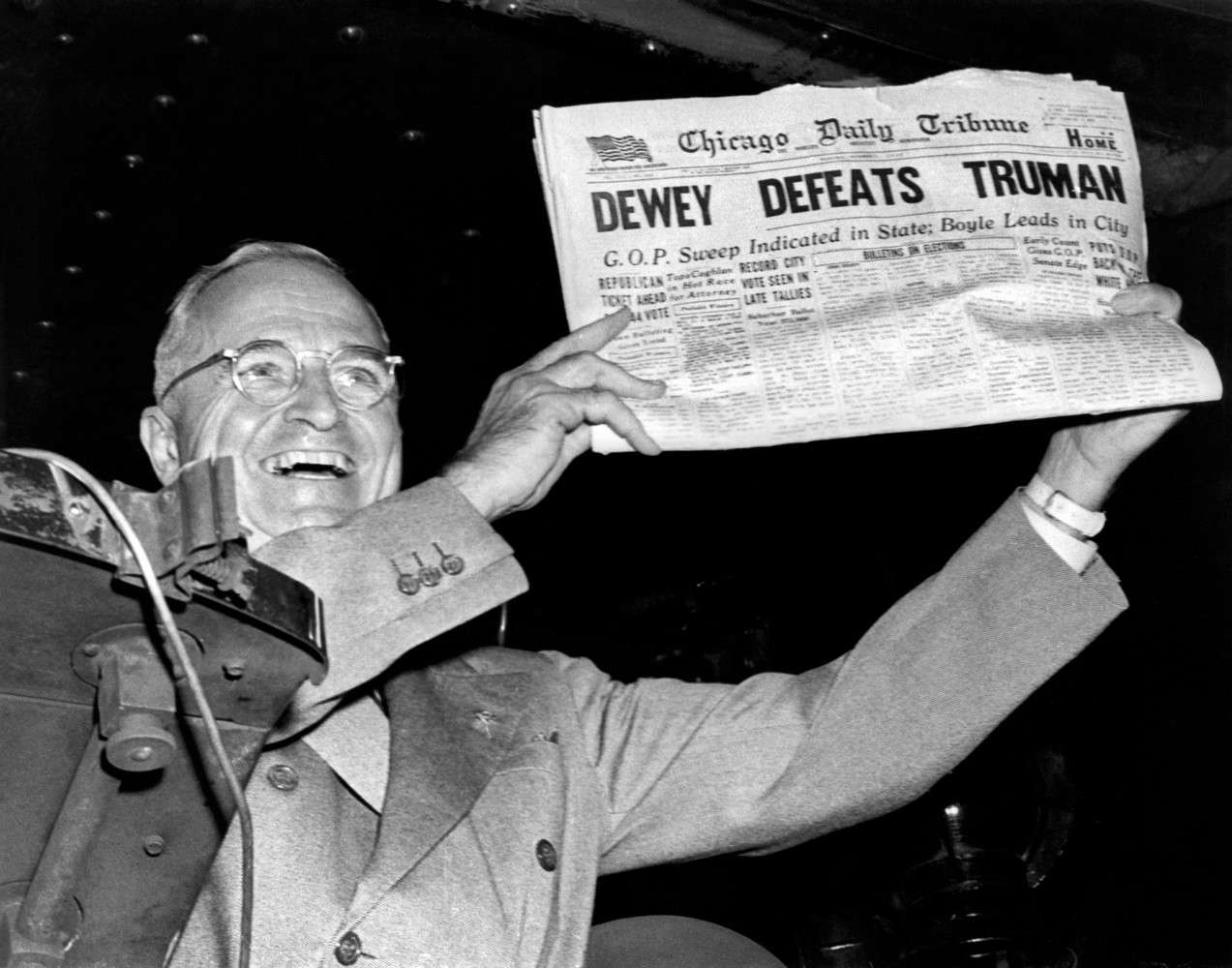 <p>Election of 1948 “Political Miracle”</p><ul><li><p>Republican campaign slogan “Had Enough? (of Democrats)” which had been successful in congressional election of 1946</p></li><li><p>Gallup Poll- sampling of Americans predicted Truman had no chance of re-election</p></li><li><p>People thought Republican Dewey had won. Counting continued throughout the night = Truman re-elected</p></li></ul><p>States rights party (<strong>Dixiecrats)</strong>-</p><ul><li><p>New racist Democrat southern segregationist party formed as a result of expansion of civil rights (desegregation of military) </p></li><li><p><span style="background-color: transparent;">white supremacists wanted to protect Jim Crow laws and states’ rights in South</span></p></li><li><p><span style="background-color: transparent;">Strom Thurmond unsuccessfully ran against Truman. </span>Solid south broke and some didn’t vote for Democrat Truman</p></li></ul><p></p>