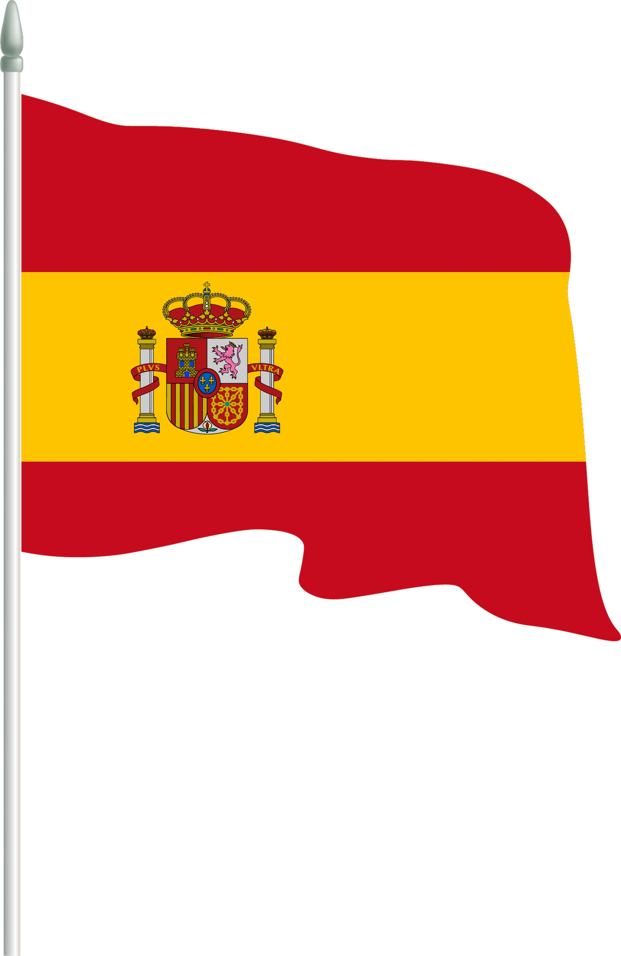 <p>The flag of Spain has three horizontal stripes: red, yellow, and red. The yellow stripe is wider and in the center. It also has the national coat of arms on it. Red represents strength and bravery, while yellow represents generosity. The flag shows Spain’s unity, history, and national pride.</p>