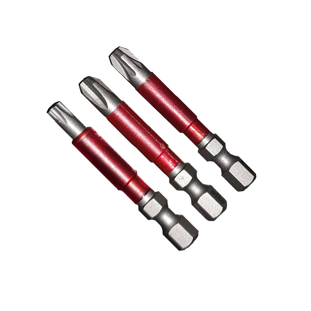 <p>Interchangeable driving attachments used with power tools to tighten or loosen fasteners, available in various head types such as Phillips, slotted, Torx, and hex.</p>