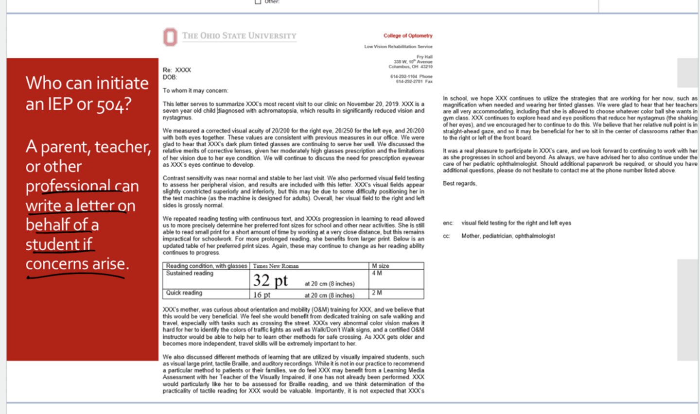 <p>Who can initiate an IEP or 504 plan?</p>
