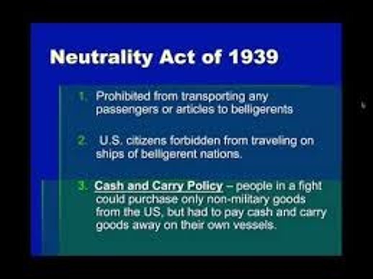 <p>Laws designed to keep the U.S. out of future wars</p>
