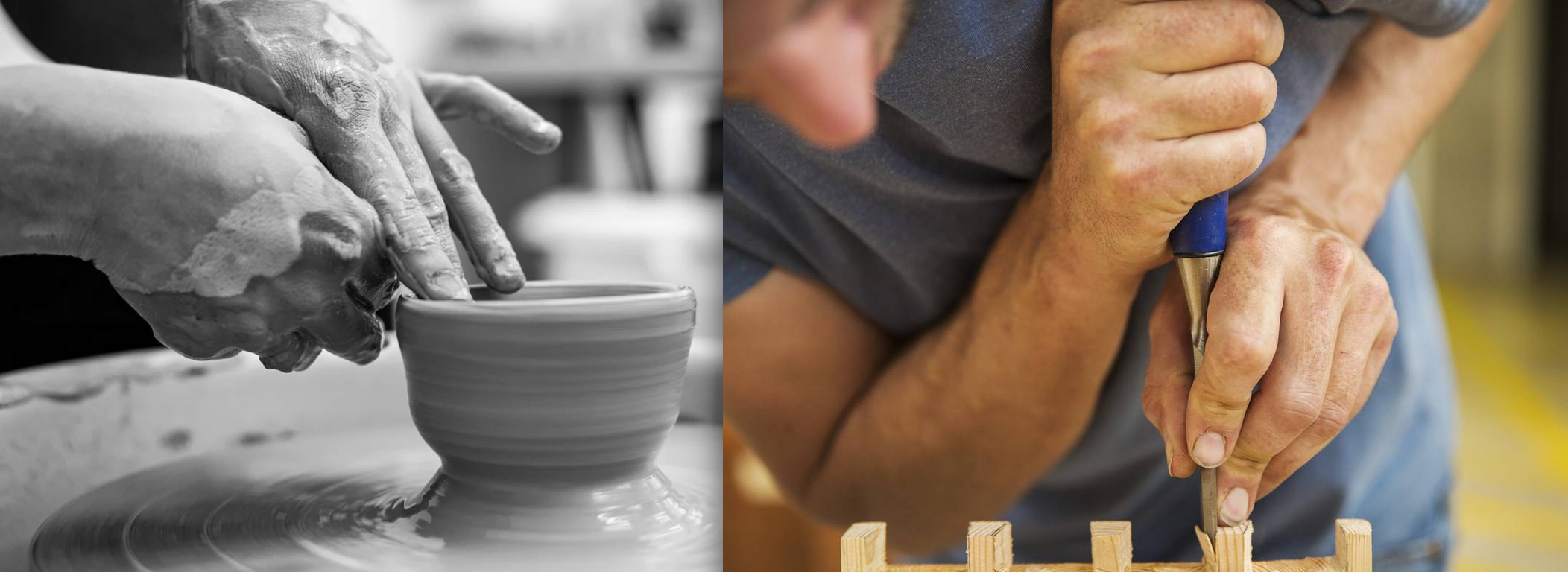 <p>What is this verb? It means to create something.</p><p><br>She is _____ing a bowl.</p><p>He is _____ing furniture.</p>