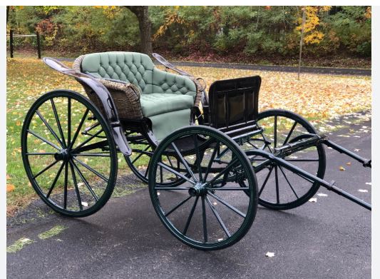 <p>A vehicle for transporting passengers, typically drawn by horses.</p><p></p><p><strong>The horse carriage ride through the park was a highlight of their trip."</strong></p>