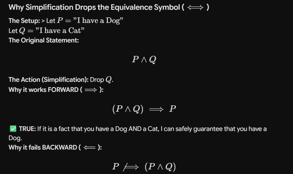 <p>When you destroy information, you drop the associativity symbol</p>