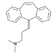 <ul><li><p>5-HT2 receptor antagonist→ inhibits neuronal excitation originating from raphe nuclei that travel to alpha motor neurons</p></li><li><p>influences both gamma and alpha motor neurons→ leads to reduction in muscle spasms</p></li><li><p>contains dibenzo(a,d)cycloheptene, methylidene group substituted by 2-(dimethylamino)-ethyl group</p></li></ul><p></p>