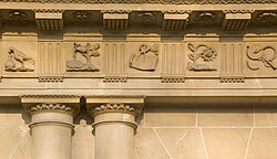 <ul><li><p>rectangular tablets</p></li><li><p>Doric frieze</p></li></ul><p></p>