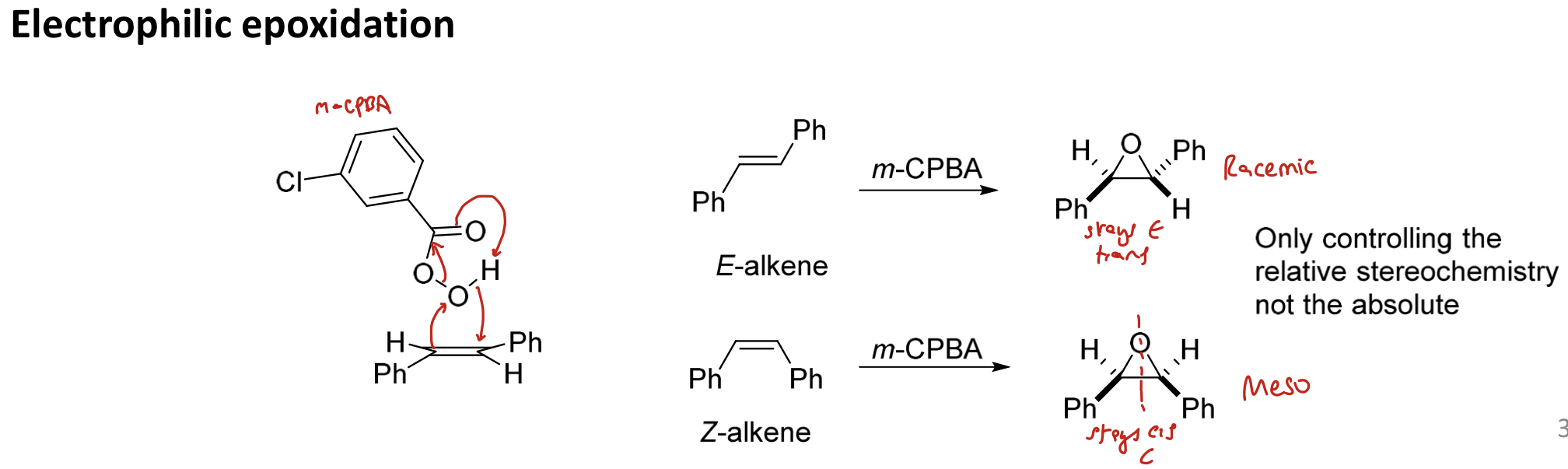 <p><em>m</em>-CPBA</p><p>diastereospecific</p>
