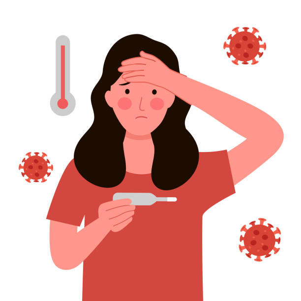 <p>fever</p><p>( I have a fever — my forehead is hot. )</p>