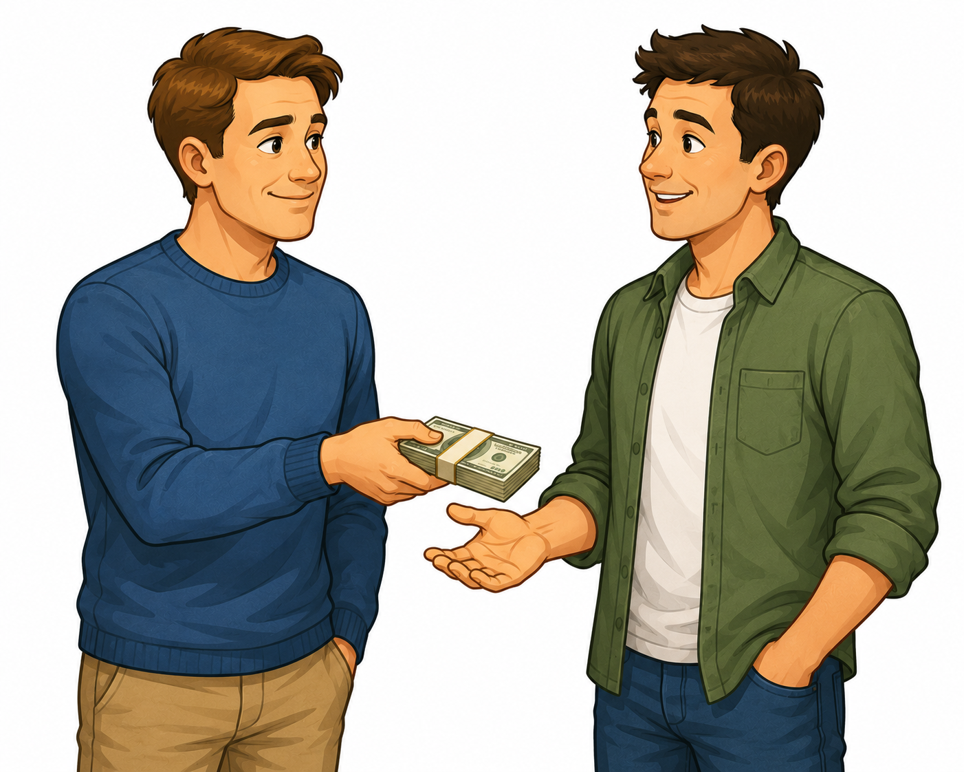 <p>You owe me twenty dollars.</p>
