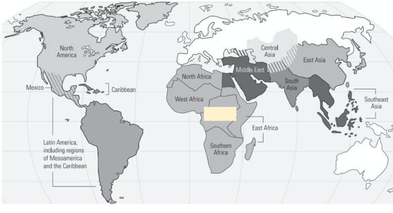 <p>What is the covered Region?</p>