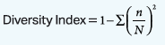 <p>closer to 1, the more diverse the community is<br><br>- takes into account both species richness and species evenness</p>