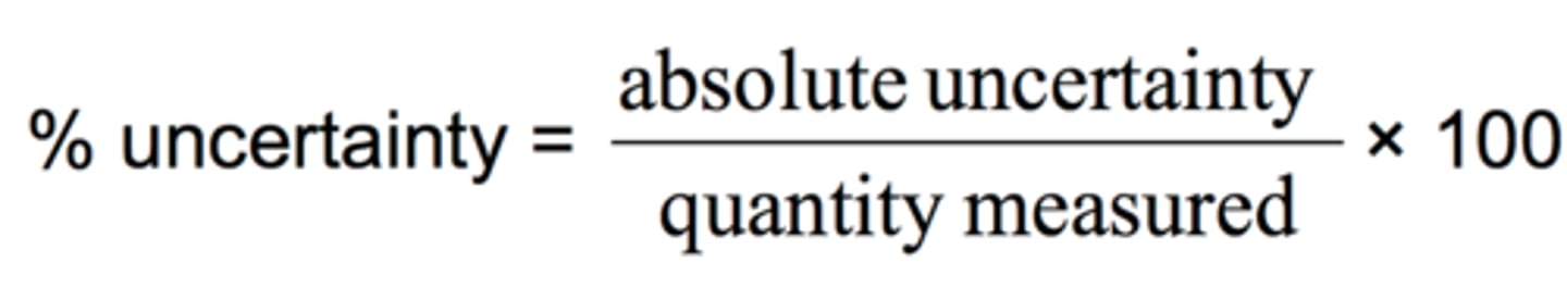 <p>((uncertainty number of readings) / measured value ) 100</p>