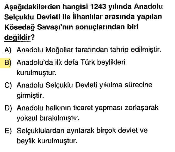 <p>İlk beylikler 1071 Malazgirt'ten sonra kurulmuştur. Kösedağ'dan sonra <strong>ikinci dönem</strong> beylikleri kurulmuştur.</p>