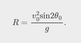 <p>Range is the horizontal distance traveled by the projectile</p>