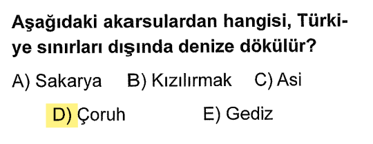 <p>Çoruh Nehri, Türkiye'den doğar ancak Gürcistan sınırlarına girerek <strong>Batum</strong>'dan Karadeniz'e dökülür.</p>