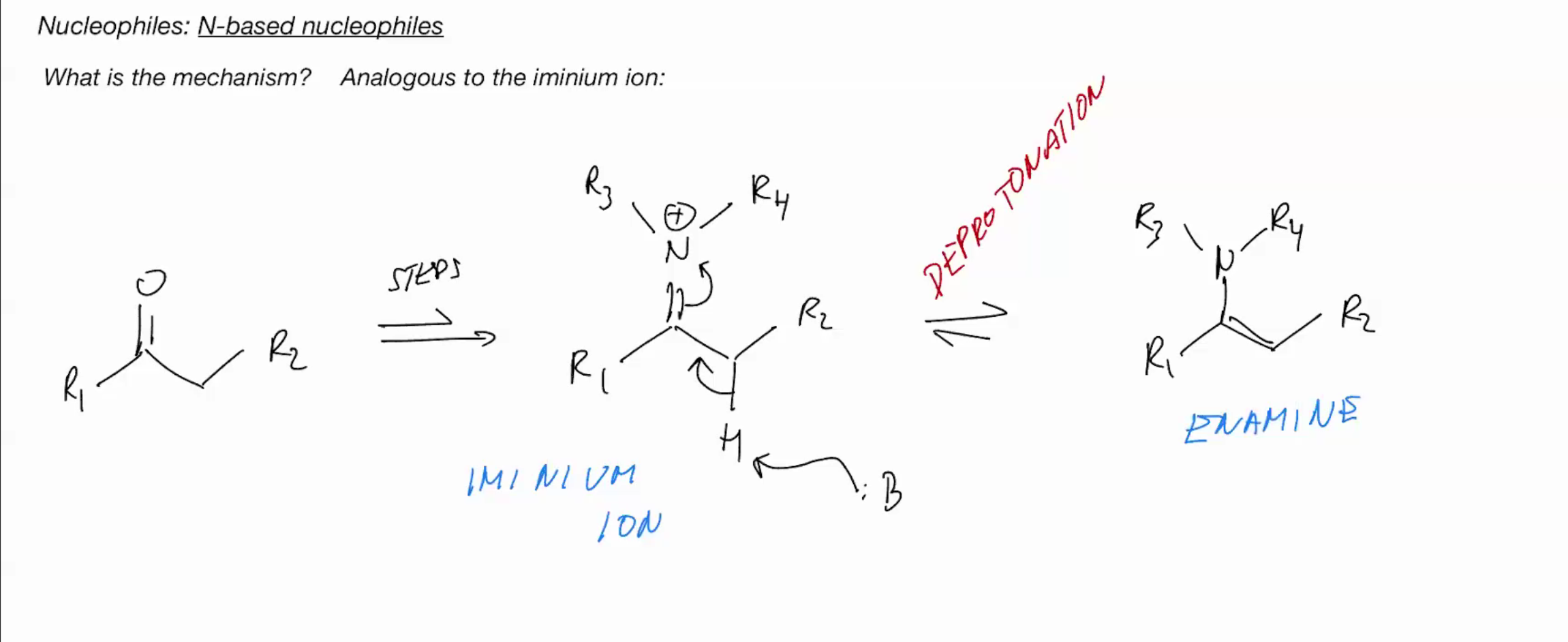 <p>CANT FORM IMINE BUT WE OBSERVE FORMATION OF AN ENAMINE</p>