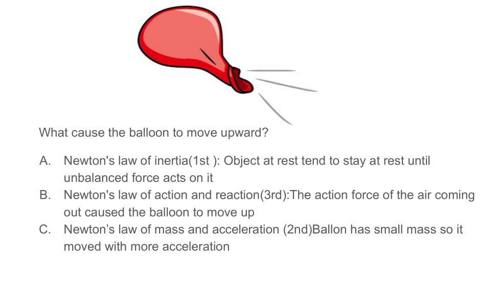 <p>What causes the balloon to move upward?</p>