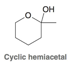 <p>A cyclic hemiacetal is possible when a compound contains both</p><p>the carbonyl group and the hydroxy group</p>
