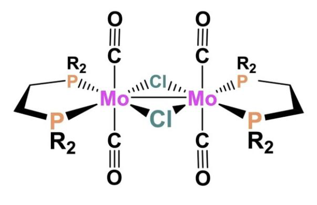 <p>What is the total electron count of the coordination complex shown below and what is the oxidation state of Mo?</p><p>a. 16e<sup>-</sup> total, Mo<sup>2+</sup></p><p>b. 18e<sup>- </sup>total, Mo<sup>2+</sup></p><p>c. 12e<sup>-</sup> total, Mo<sup>3+</sup></p><p>d. 18e<sup>-</sup> total, Mo<sup>1+</sup></p><p>e. 16e<sup>-</sup> total, Mo<sup>1+</sup></p>