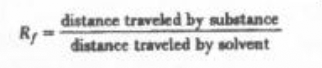 <ul><li><p>Variant of column chromatography</p></li><li><p>Thin layer of sorbent like silica gel is coated on glass</p></li><li><p>Sample is applied on the spot and the mobile phase (solvent) separates the sample into molecules</p></li><li><p>Retention factor (Rf) is compared to a standard (known) Rf</p></li></ul><p></p>