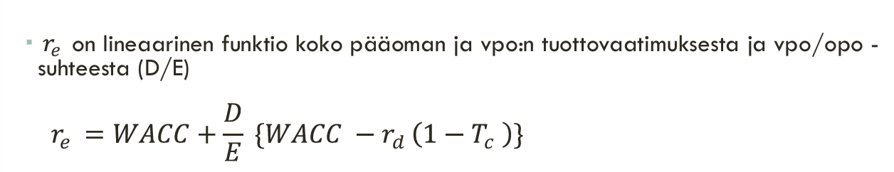 <p>WACC:sta ratkaistaan r_e</p>