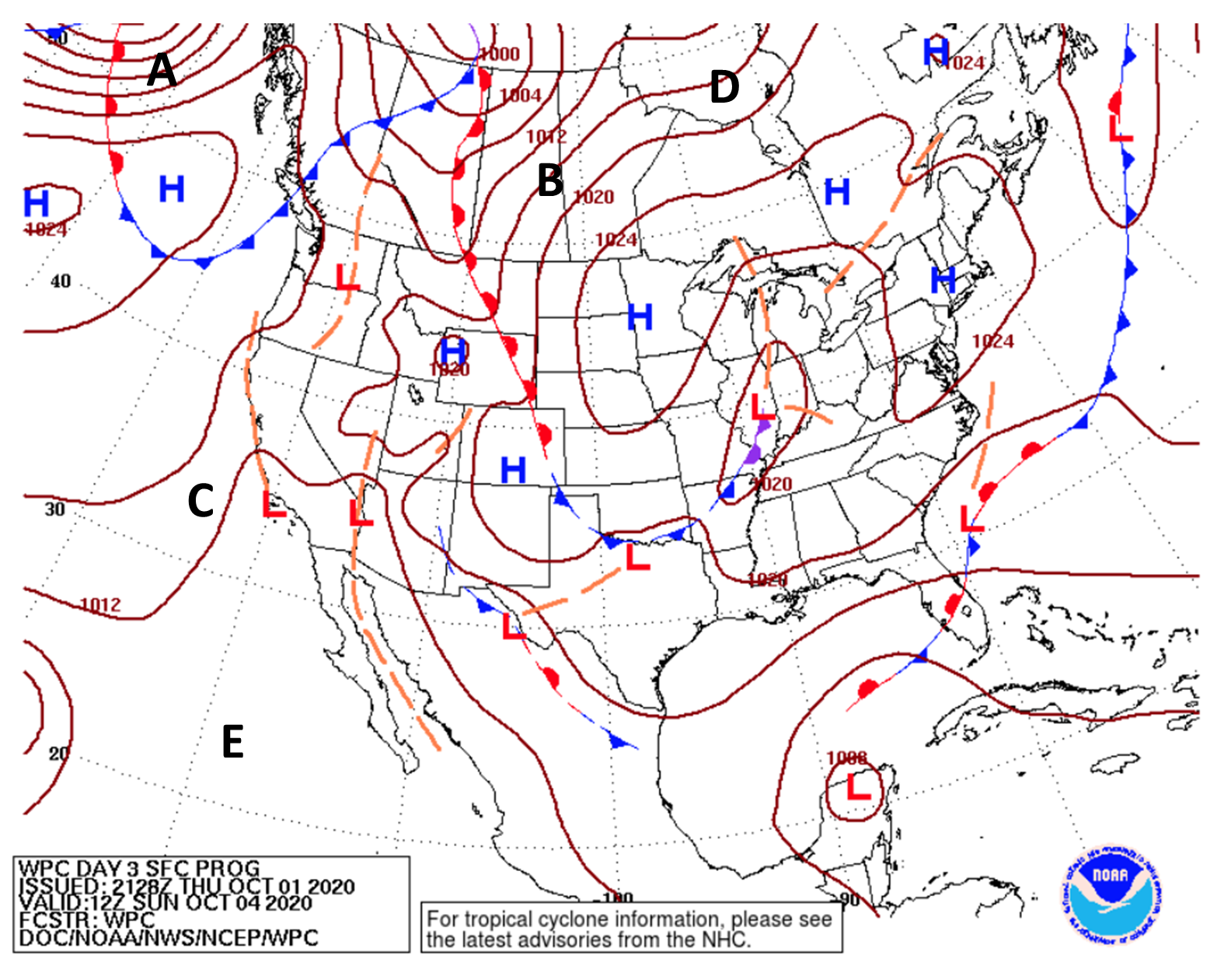 <p>At which point would you expect calm wind conditions?</p>