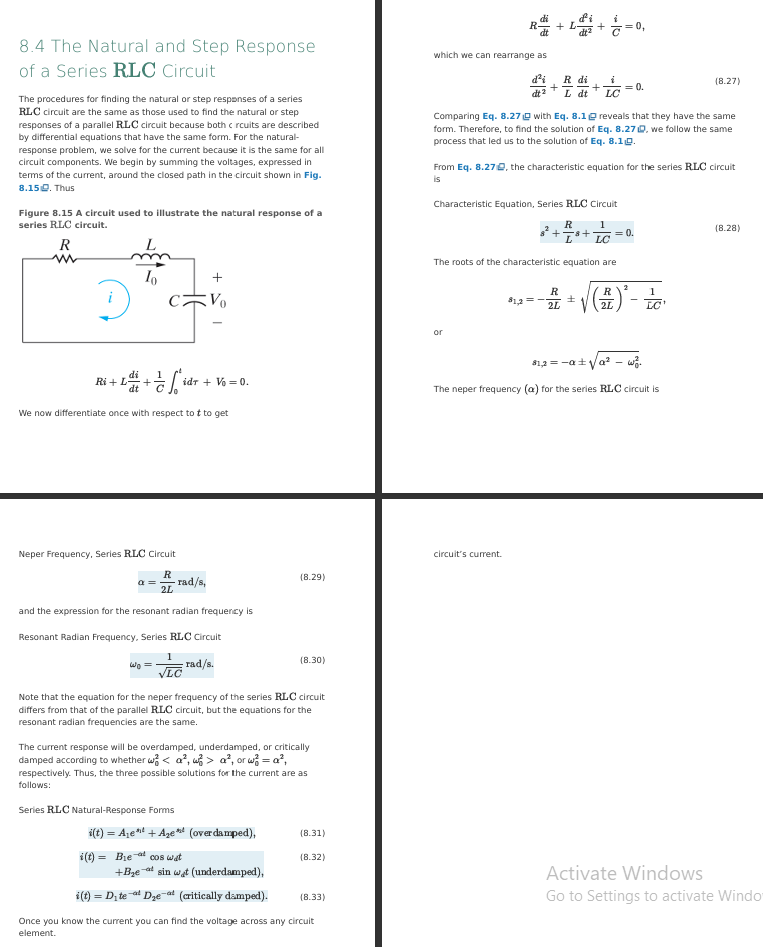 <ul><li><p>mesh current method</p></li><li><p>vr + vc + vL = 0</p><ul><li><p>Ri + (1/C) di + Li’ = 0</p></li><li><p>Ri’ + (1/C) i + L i’’ = 0</p><ul><li><p>i’’ + (1/LR) i’ + (1/LC) i = 0</p></li></ul></li></ul></li></ul><p></p>