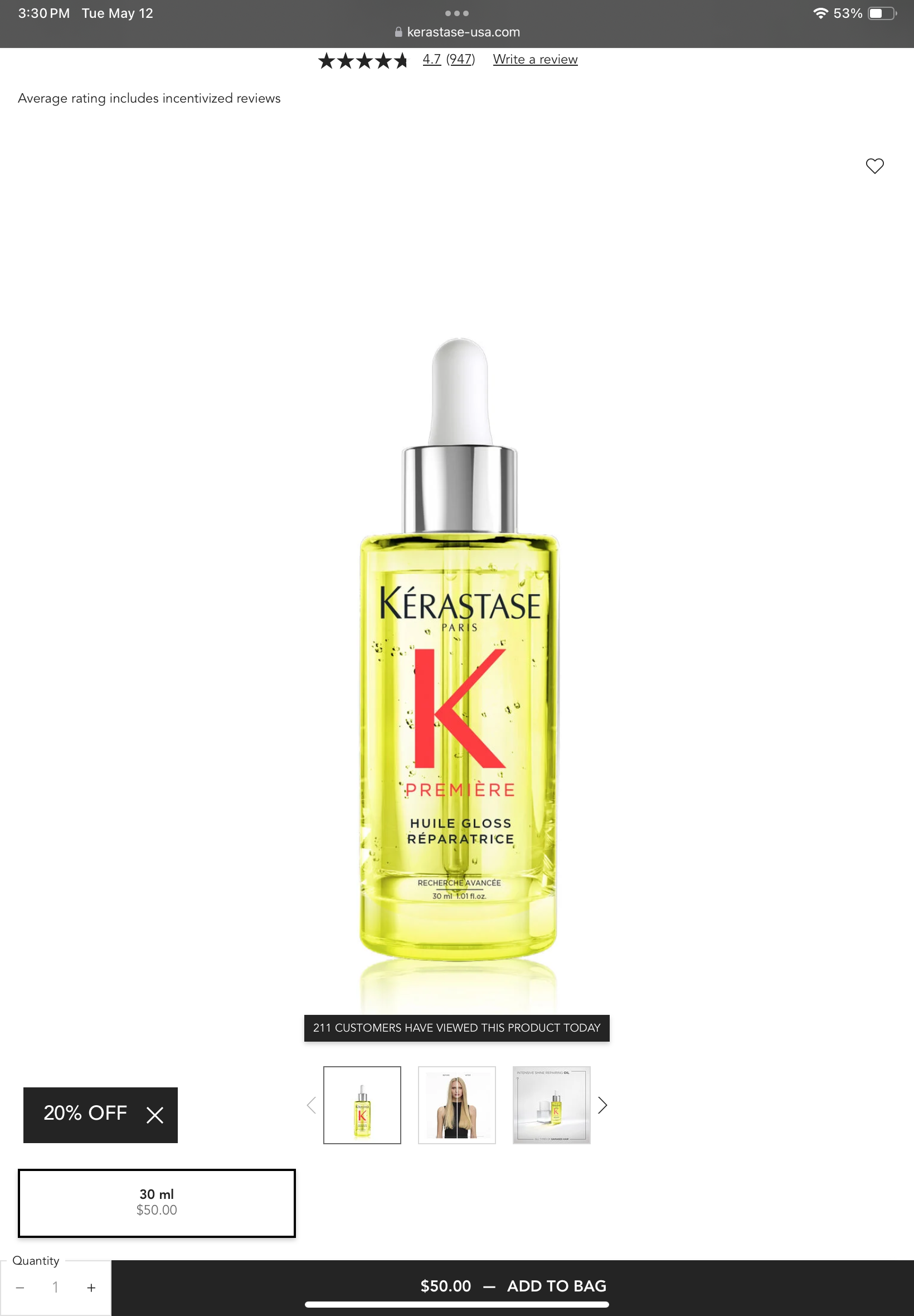 <p>PREMIÈRE HUILE GLOSS RÉPARATRICE INTENSIVE SHINE REPAIR OIL</p>