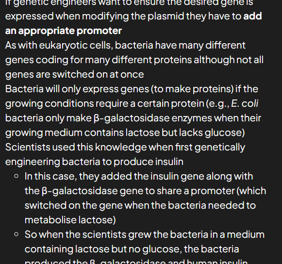 <ul><li><p>regulate gene expression bc only if present will transcription and therefore gene expression occur </p></li><li><p>ensures rna polym can recognise which strand is dna template strand, rna polym recognizes template strand as promoter contains transcription start point (first nucleotide of gene to be transcribed) which is where enz will bind</p></li></ul><p></p>