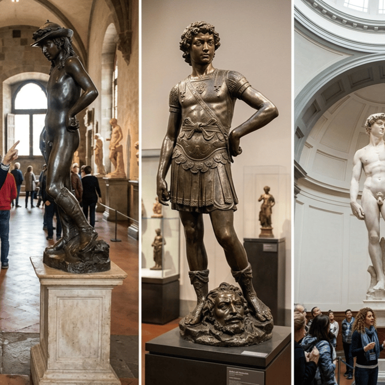 <p><span>Compare Donatello’s, Verocchio’s, and Michelangelo’s David. What similarities and differences do you see between the three sculptures? Consider theme, narrative, style, and the depiction of the male body.</span></p>
