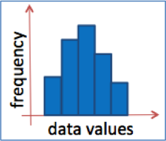 <p>A graph of vertical bars representing the frequency distribution of a set of data.</p>