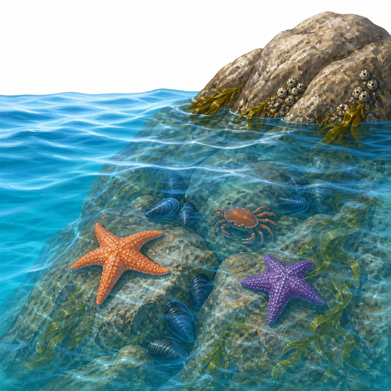 <p>The time of day when the intertidal zone is completely covered by the ocean.</p>