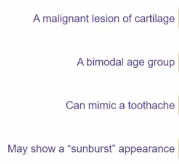 <p>which of the following about <strong>OSTEOSARCOMA</strong> of the jaw is <strong>FALSE</strong></p>