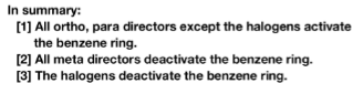 <p>(Make benzene react slower) A deactivating group is a substituent on an aromatic ring that decreases the rate of electrophilic aromatic substitution (EAS) compared to plain benzene. Key examples include the nitro group (-NO₂), carbonyl groups (-CHO, -COR), and cyano groups (-CN).</p>