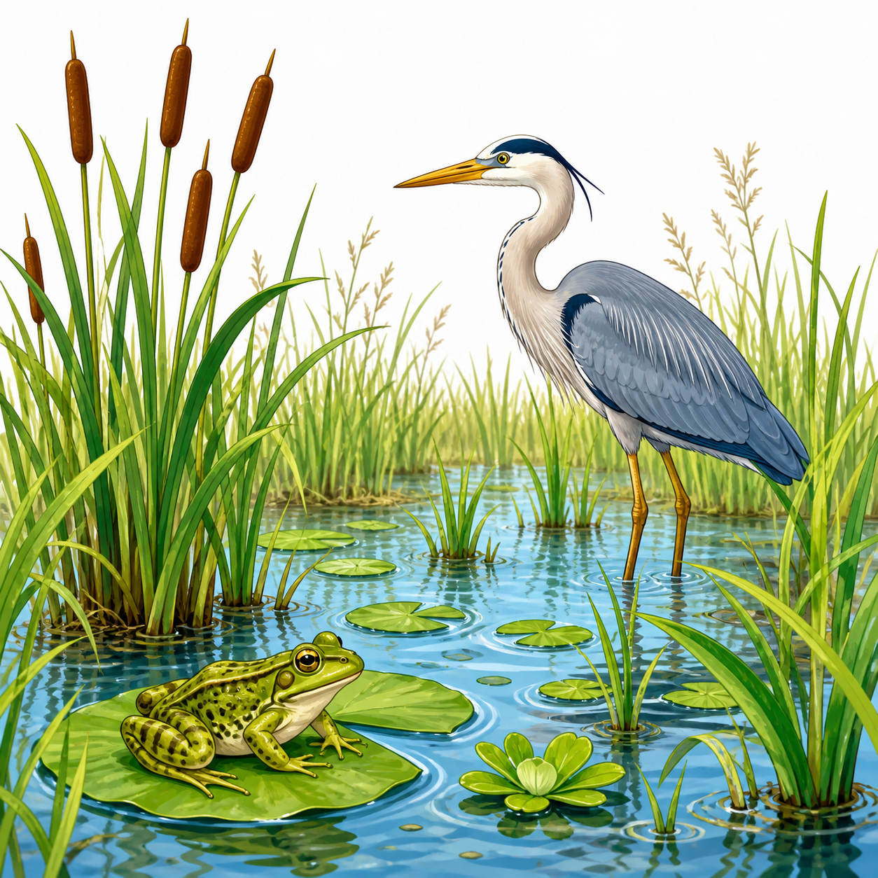 <p>A type of wetland that is often covered with grasses and marsh plants.</p>