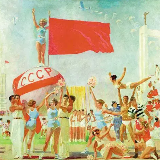 <p>a state-sponsored artistic style that uses clear, realistic imagery to present idealized scenes of workers, leaders, and everyday life to promote the values and goals of the socialist state</p>