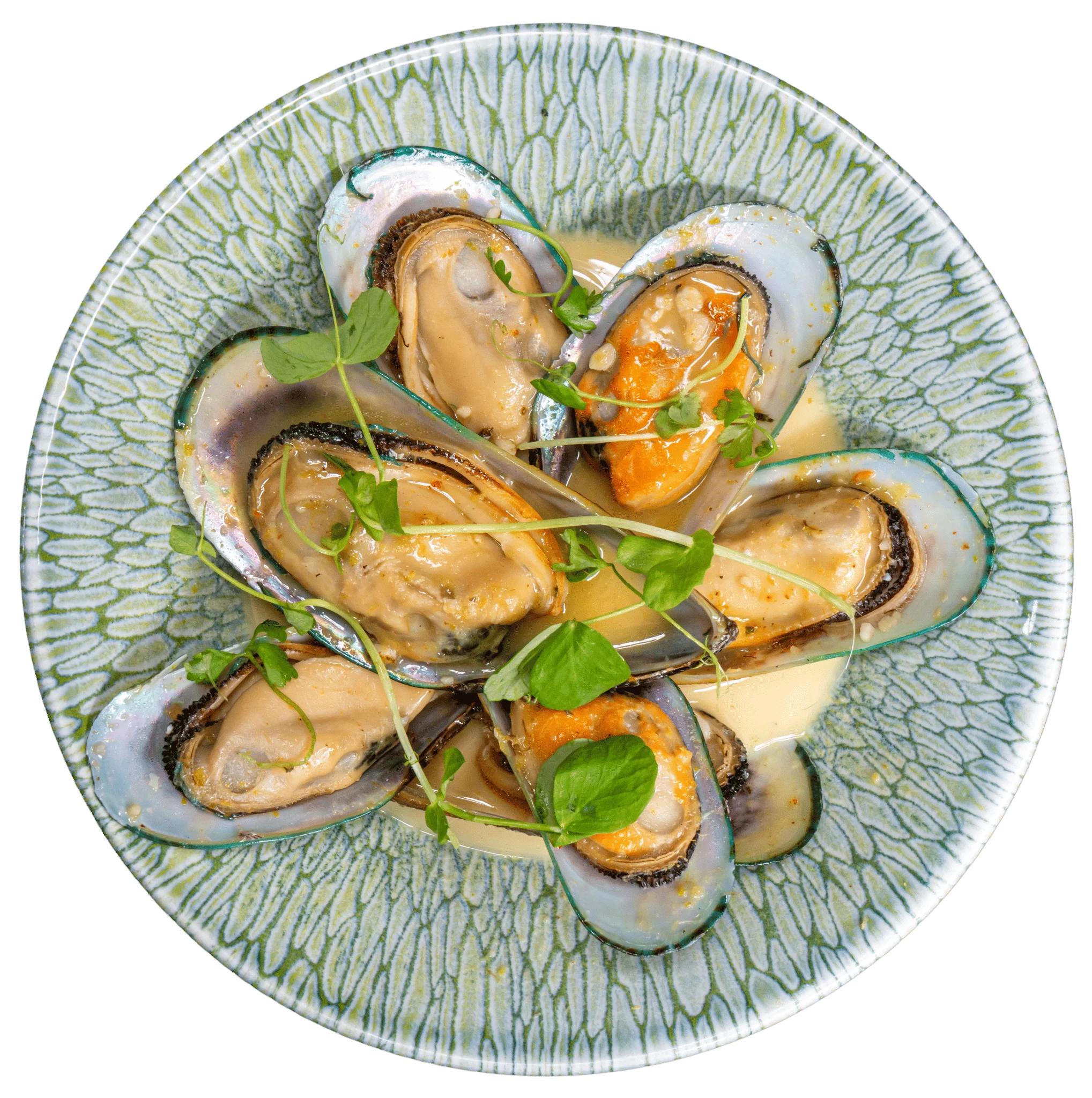 <p>GREEN CURRY MUSSELS</p>