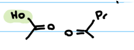 <p>Split the alkene and from <mark data-color="yellow" style="background-color: yellow; color: inherit;">carbonyls</mark> as usual; but instead of a aldehyde it’s carboxyllic acid and keytone</p>