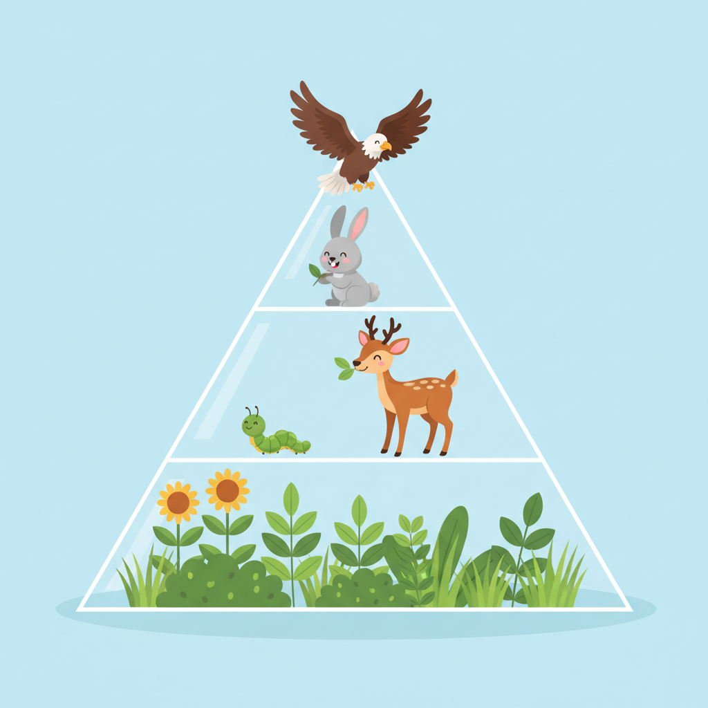 A diagram showing how much energy is available at each ecosystem level.