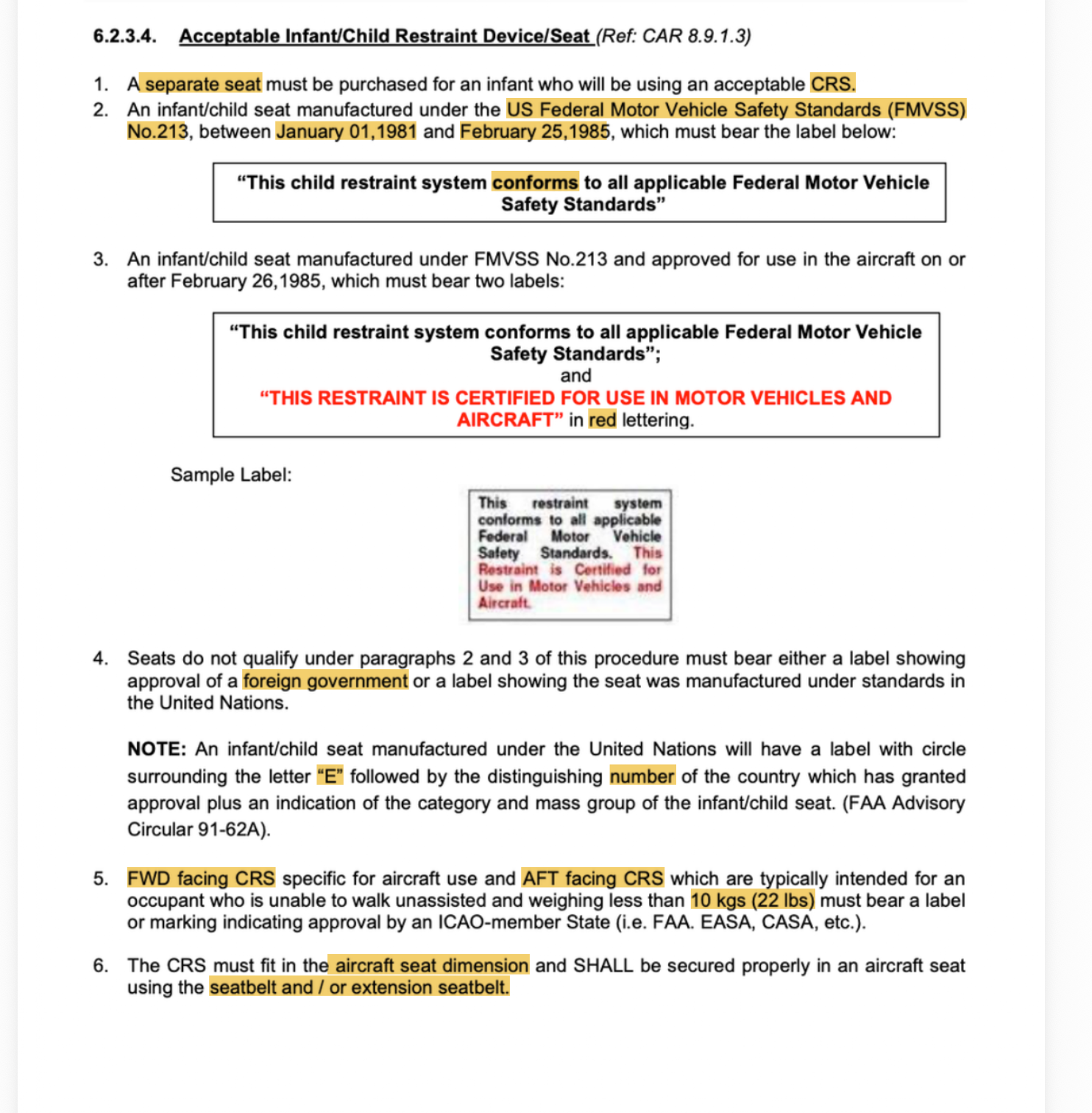 <p>ACCEPTABLE INFANT/CHILD RESTRAINT DEVICE/SEAT 1</p>
