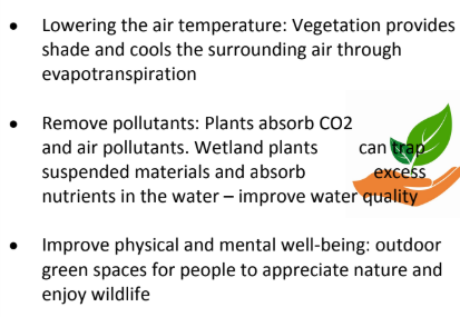 <p>nature provides spaces for recreation and leisure activities which allows people to bond with their family and friends </p>