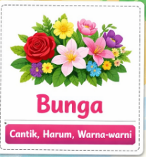 <p>Cantik, harum, warna-warni </p>