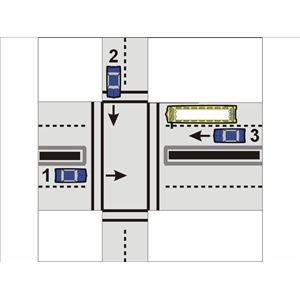 <p><strong>A school bus with flashing lights has stopped on a divided highway. Who must stop?:</strong></p>