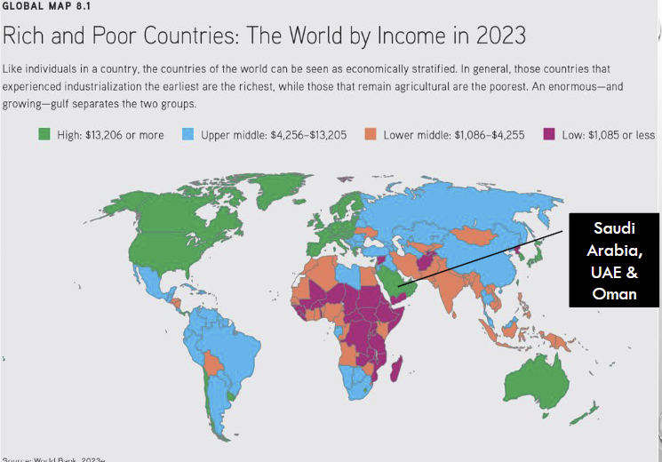 <p>What does the global income map show?</p>