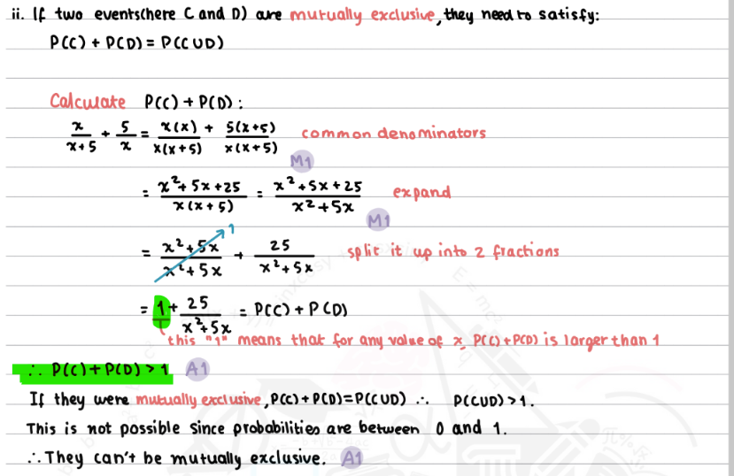 <p>just show that P(C) + P(D) > 1<br><br>by taking 1 as common, so its in form: 1 + x……</p>