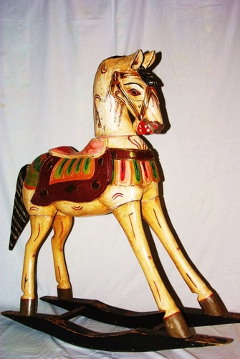 <p>un cheval à bascule</p>